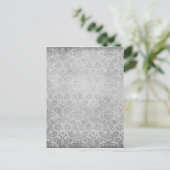 Graues, verblasses Damasken-Muster Postkarte (Stehend Vorderseite)