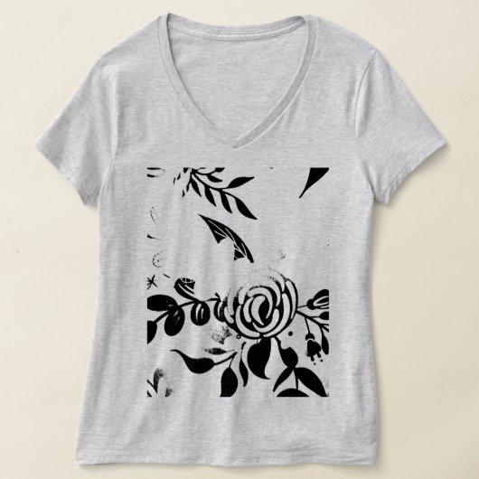 Graues verblasstes Blumen-Basic-T-Shirt, KLEIN T-Shirt (Ablage )