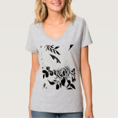 Graues verblasstes Blumen-Basic-T-Shirt, KLEIN T-Shirt (Vorderseite)