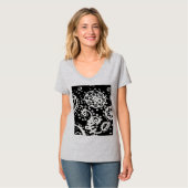 Graues verblasstes Blumen-Basic-T-Shirt, SMALL T-Shirt (Vorderseite Vollansicht)