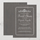 Graues Vintages Barnholz Bridal Dusche Einladungen (Vorne/Hinten)