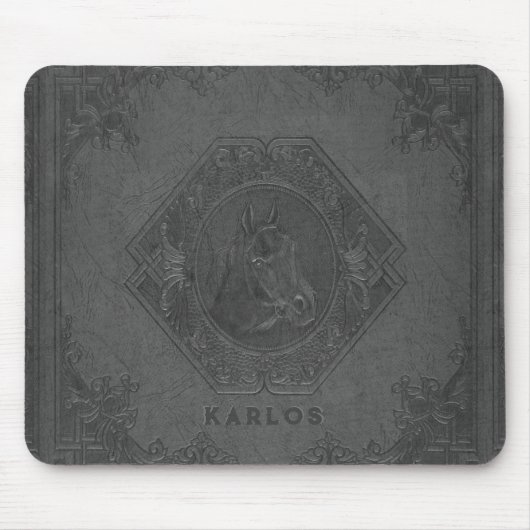 Graues Vintages Glattleder mit Prägung Mousepad (Vorne)