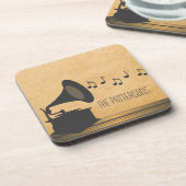 Graues Vintages Gramophon Untersetzer Set (Linke Seite)