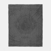 Graues Vintages Leder gerahmter Pferdekopf Fleecedecke (Vorderseite)