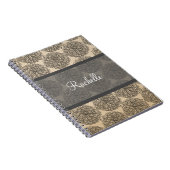 Graues Vintages Zinnia Notebook Notizblock (Rechte Seite)