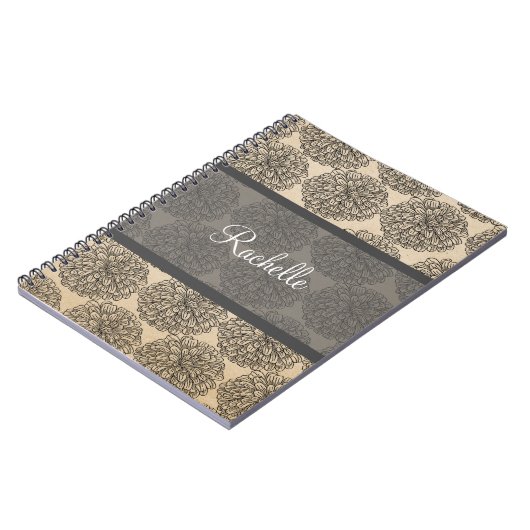 Graues Vintages Zinnia Notebook Notizblock (Linke Seite)