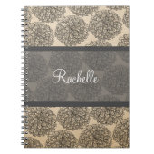 Graues Vintages Zinnia Notebook Notizblock (Vorderseite)