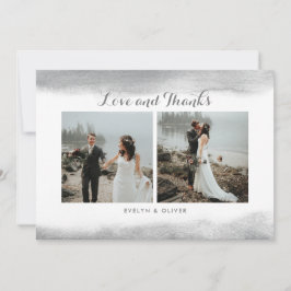 Graues Watercolor-Bad-Hochzeits-Foto danken Ihnen Dankeskarte