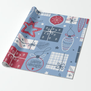 Graues Weihnachtsdekorationspatterbuch Geschenkpapier