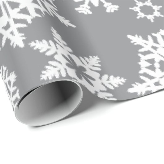 Graues Weihnachtsschneeflocke-Muster-Packpapier Geschenkpapier (Rolleneckpunkt)