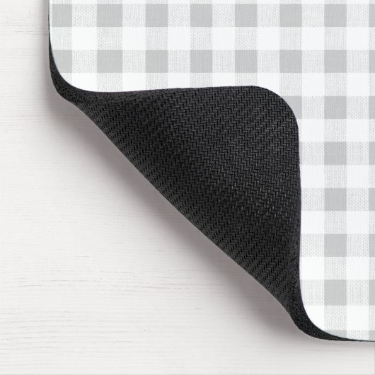 Graues Weiß-Gingham-Muster Mousepad (Ecke)