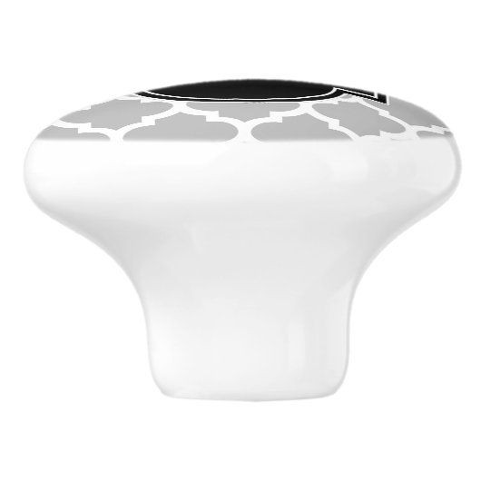 Graues Weiß Marokkanisch #5 Schwarz 3 Initialmonog Keramikknauf (Seitenansicht)