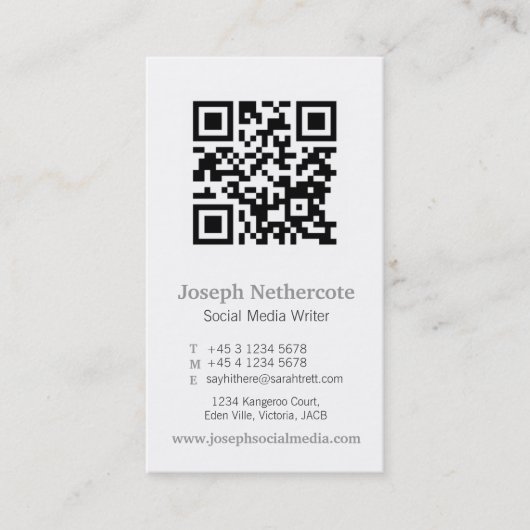 Graues Weiß qr Codebild-Medium-Visitenkarte Visitenkarte (Vorderseite)