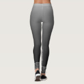Graues Weiß-Schwarz-Hahnentrittmuster-Karo Ombre Leggings (Rückseite)