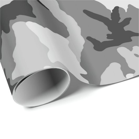 Graues Weiß-Schwarz-Tarnung Geschenkpapier (Rolleneckpunkt)