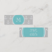 Graues Weiß verankert Muster, aquamarines Mini Visitenkarte (Vorne/Hinten)