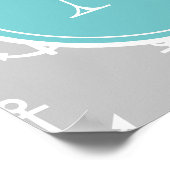 Graues weißes Ankermuster, Aquamarines Monogramm Poster (Ecke)