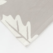 Graues, weißes Blätter Vintages Linienmuster Fleecedecke (Ecke)