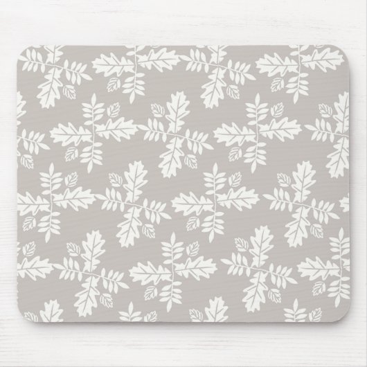 Graues, weißes Blätter Vintages Linienmuster Mousepad (Vorne)