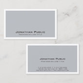 Graues weißes Design Modernes, Schlichtes Design Visitenkarte (Vorne/Hinten)