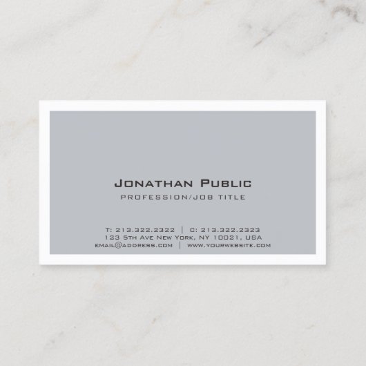 Graues weißes Design Modernes, Schlichtes Design Visitenkarte (Rückseite)