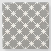 Graues weißes geometrisches Muster Steinuntersetzer (Vorderseite)