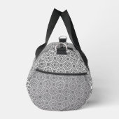 Graues weißes geometrisches nahtloses Muster Duffle Bag (Rechts)