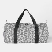 Graues weißes geometrisches nahtloses Muster Duffle Bag (Rückseite)