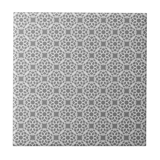 Graues weißes geometrisches nahtloses Muster Fliese (Vorderseite)
