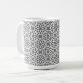 Graues weißes geometrisches nahtloses Muster Kaffeetasse (Vorderseite Links)