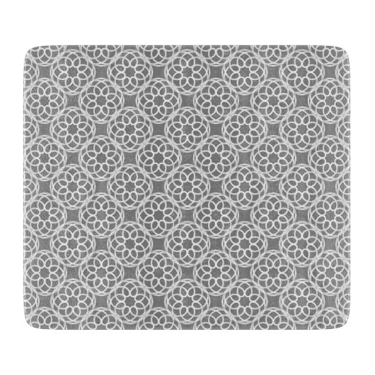 Graues weißes geometrisches nahtloses Muster Schneidebrett (Vorderseite)