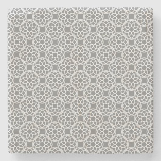 Graues weißes geometrisches nahtloses Muster Steinuntersetzer (Vorderseite)