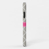 Graues weißes Gittermuster Pink Monogramm Case-Mate iPhone Hülle (Hinten/Rechts)