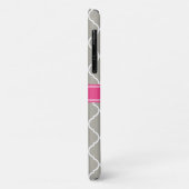 Graues weißes Gittermuster Pink Monogramm Case-Mate iPhone Hülle (Hinten/Links)
