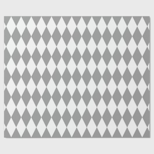 Graues weißes Harlequin Diamonds-Muster Geschenkpapier (Flach)