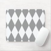Graues weißes Harlequin Diamonds-Muster Mousepad (Mit Mouse)