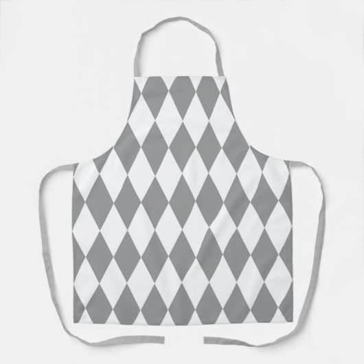 Graues weißes Harlequin Diamonds-Muster Schürze (Vorderseite)