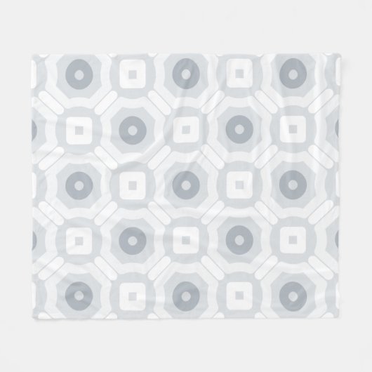 Graues weißes Hexagon Circle Skandinavisches Muste Fleecedecke (Vorderseite (Horizontal))