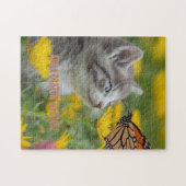 Graues Weißes Kätzchen Monarchfalter Puzzle (Horizontal)