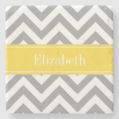 Graues weißes LG Zickzack Ananas Monogramm Steinuntersetzer (Vorderseite)