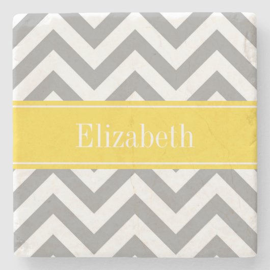 Graues weißes LG Zickzack Ananas Monogramm Steinuntersetzer (Vorderseite)