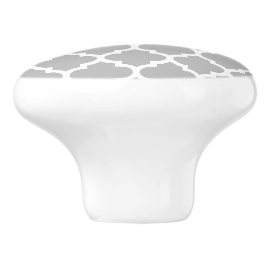 Graues weißes marokkanisches #5 Mini Name Monogram Keramikknauf (Seitenansicht)