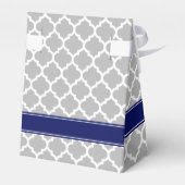 Graues weißes marokkanisches #5 Navy Blue Name Mon Geschenkschachtel (Rückseite)