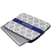 Graues weißes marokkanisches #5 Navy Blue Name Mon Laptopschutzhülle (Vorne Knopf)