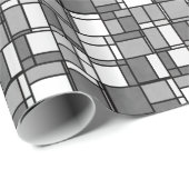 Graues, weißes Mondrian Inspiriertes Muster Geschenkpapier (Rolleneckpunkt)