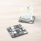 Graues, weißes Mondrian Inspiriertes Muster Getränkeuntersetzer (Rechte Seite)