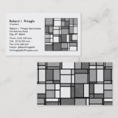 Graues, weißes Mondrian Inspiriertes Muster Visitenkarte (Vorne/Hinten)