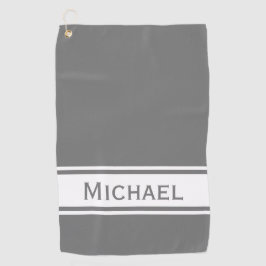 Graues weißes Streifen Moderne Bezeichnung Monogra Golfhandtuch