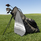 Graues weißes Streifen Moderne Bezeichnung Monogra Golfhandtuch (Gras)