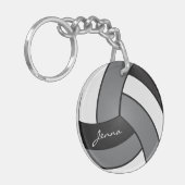 Graues, weißes und schwarzes Volleyball-Design Schlüsselanhänger (Vorderseite links)